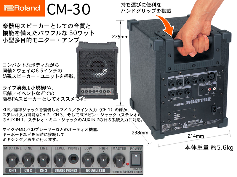 Roland ( ローランド ) CM-30 CUBE MONITOR ◇ 【簡易PAセット】☆送料