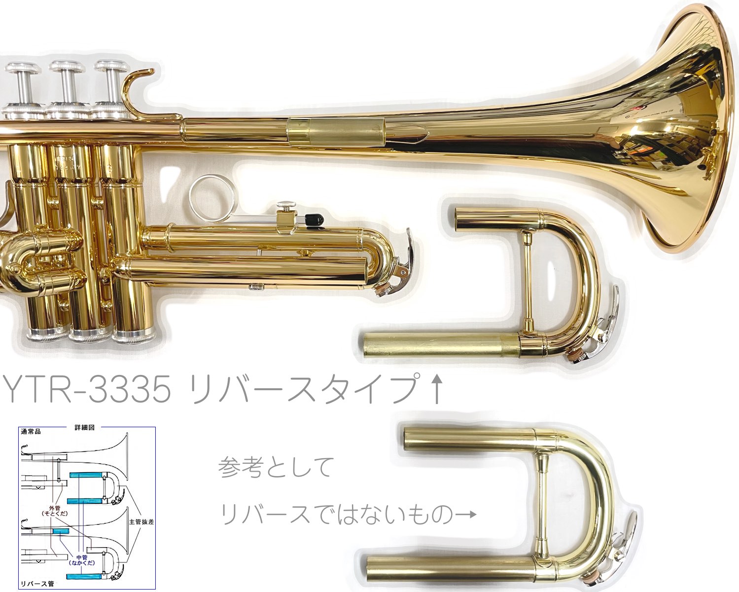 YAMAHA ヤマハ YTR-3335 トランペット リバースタイプ ラッカー 1本支柱 管楽器 リバース管 B♭ Trumpet セット A 北海道  沖縄 離島 不可 送料無料! | ワタナベ楽器店 ONLINE SHOP