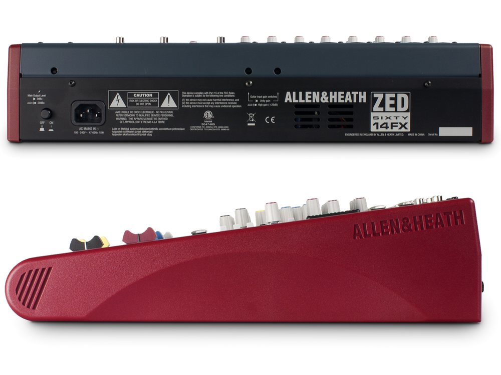 ALLEN&HEATH アレンアンドヒース ZED60-14FX ◇ エフェクト内蔵 14chアナログミキサー (マイク入力8ch) |  ワタナベ楽器店 京都デジタル＆ドラム館