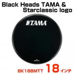TAMA タマ Black Heads TAMA & Starclassic logo BK18BMTT バスドラム用フロントヘッド