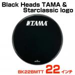 TAMA タマ Black Heads TAMA & Starclassic logo BK22BMTT バスドラム用フロントヘッド