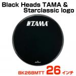 TAMA タマ Black Heads TAMA & Starclassic logo BK26BMTT バスドラム用フロントヘッド