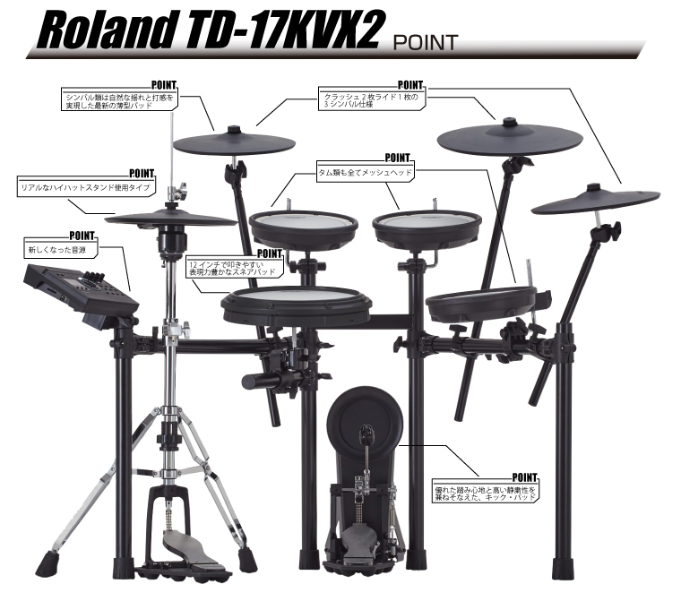 Roland TD-17 バージョン1.02(最新) 電子ドラム - 打楽器